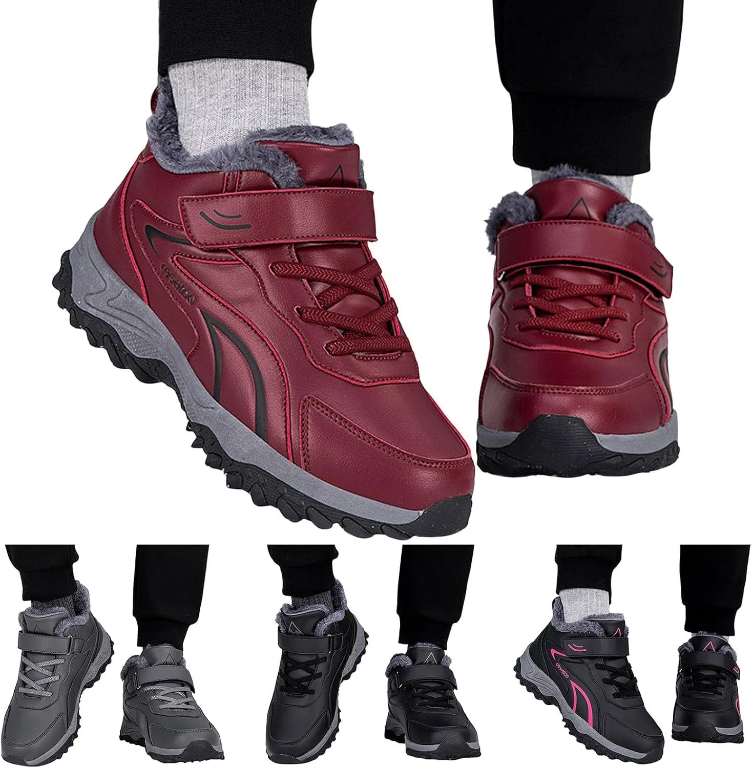 Womens Snow Boots Waterproof Winter Boots Lace Up Non Slip Warm Fur Booties Winter Casual Slip on Ankle Boots Comfortable Winter Shoes Trekking Hiking Boots