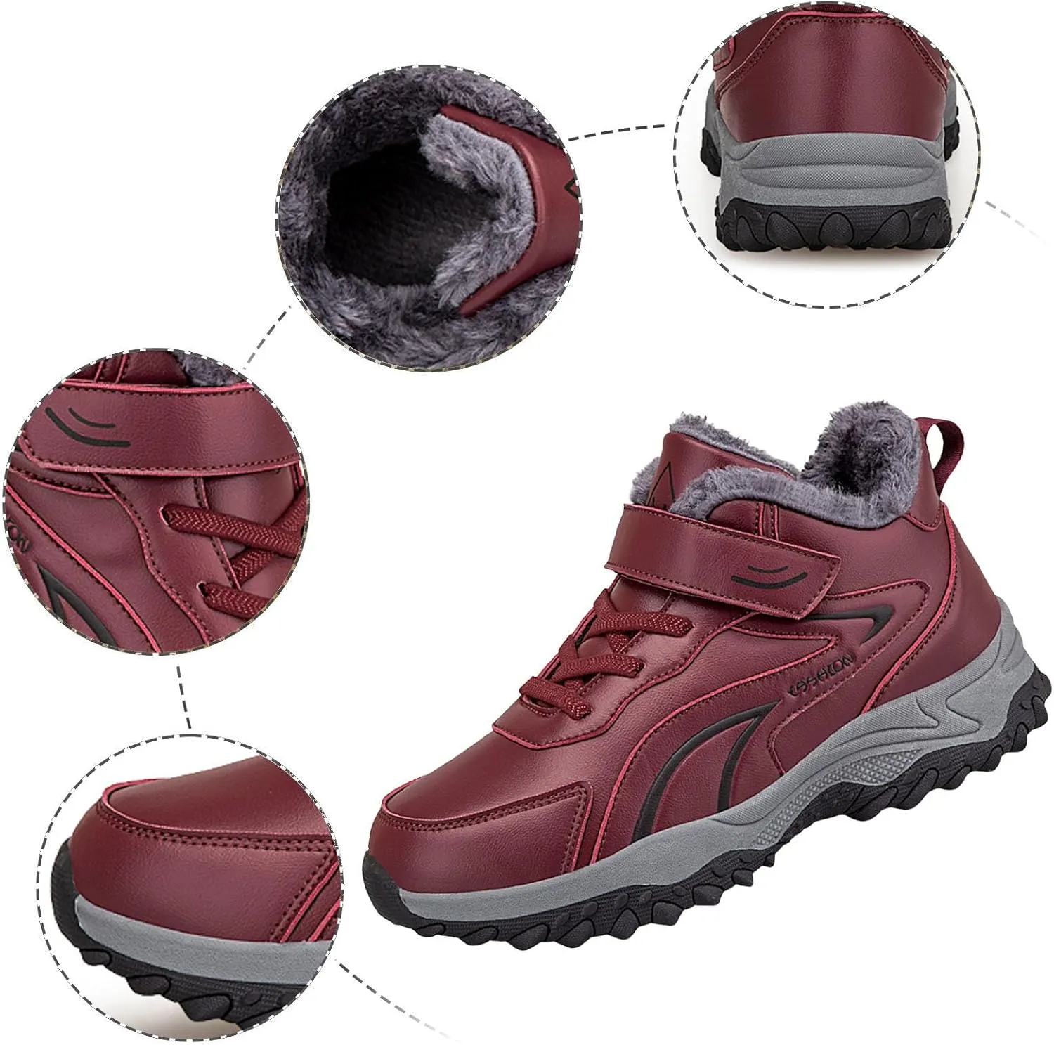 Womens Snow Boots Waterproof Winter Boots Lace Up Non Slip Warm Fur Booties Winter Casual Slip on Ankle Boots Comfortable Winter Shoes Trekking Hiking Boots