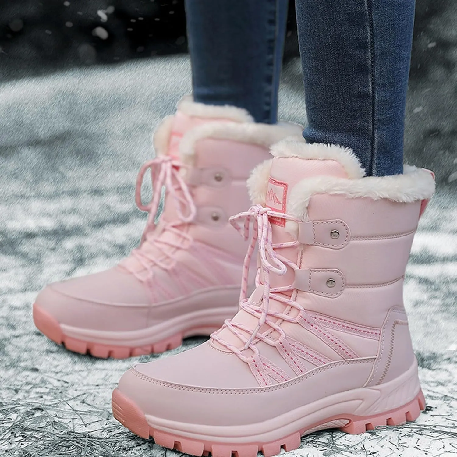 Women's Snowboard Boots Tall Winter Boots for Women Waterproof Snow Boots Red Fur Boots Womens Slip on Winter Boots Size 11 Sales Clearance