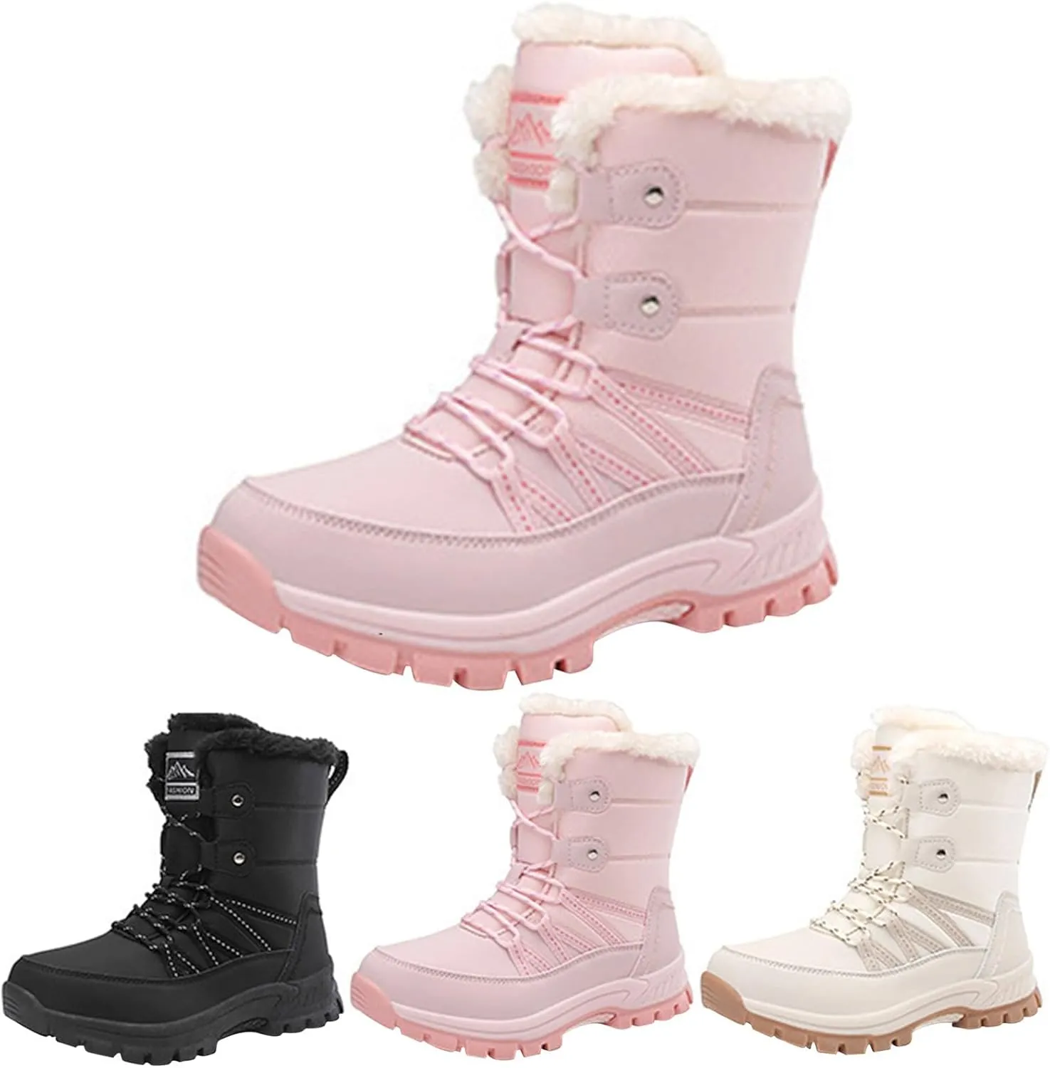 Women's Snowboard Boots Tall Winter Boots for Women Waterproof Snow Boots Red Fur Boots Womens Slip on Winter Boots Size 11 Sales Clearance