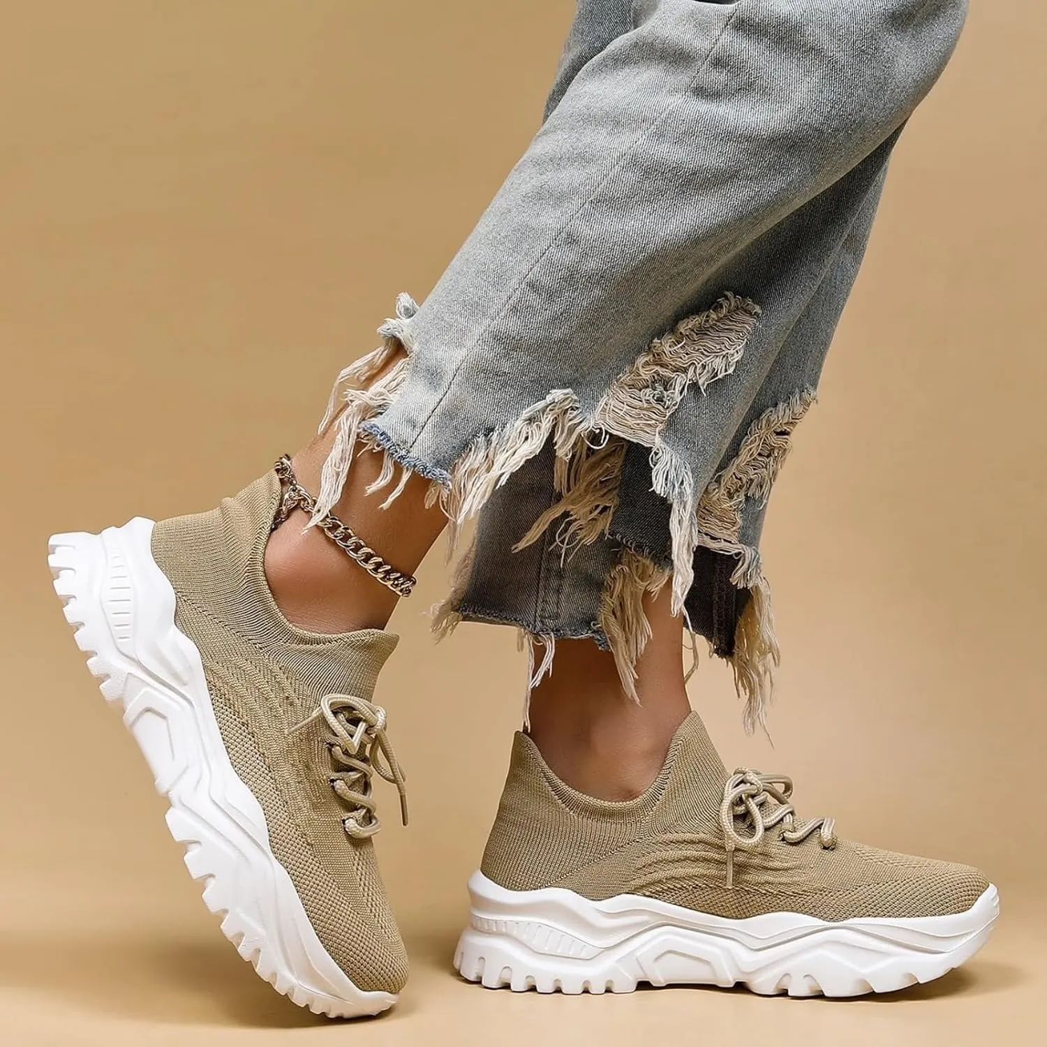 Womens Walking Shoes Sock Sneakers Comfortable Slip On Platform Running Sneaker Casual Mesh Lightweight Fashion Non Slip Tennis Athletic Shoe