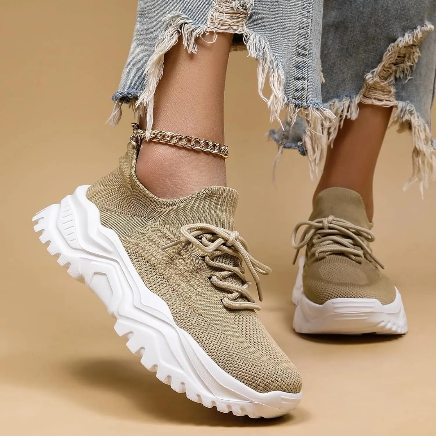 Womens Walking Shoes Sock Sneakers Comfortable Slip On Platform Running Sneaker Casual Mesh Lightweight Fashion Non Slip Tennis Athletic Shoe