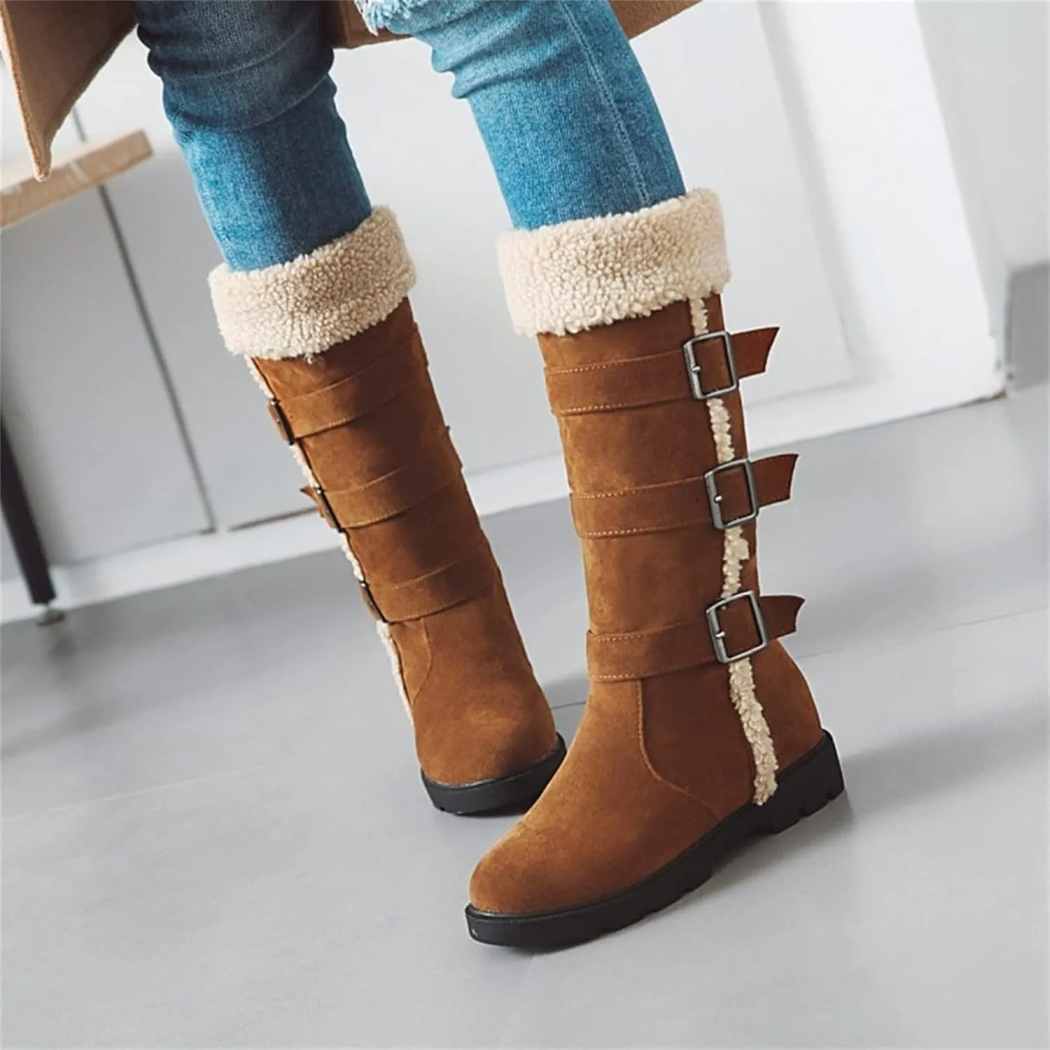 Womens Winter Boots Waterproof Wide Womens Snow Boots Size 9.5 Wide Black Fluffy Boots Women Snow Boots Women Waterproof Hiking Winter Snow Boots Long Black