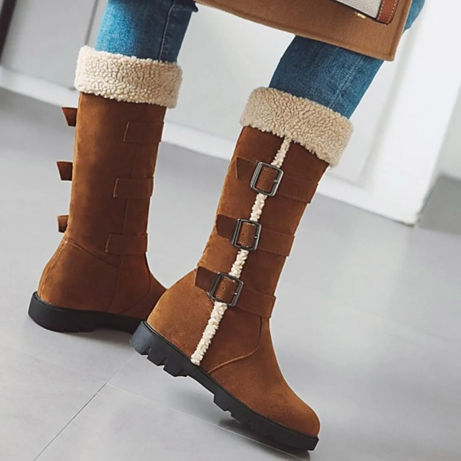 Womens Winter Boots Waterproof Wide Womens Snow Boots Size 9.5 Wide Black Fluffy Boots Women Snow Boots Women Waterproof Hiking Winter Snow Boots Long Black