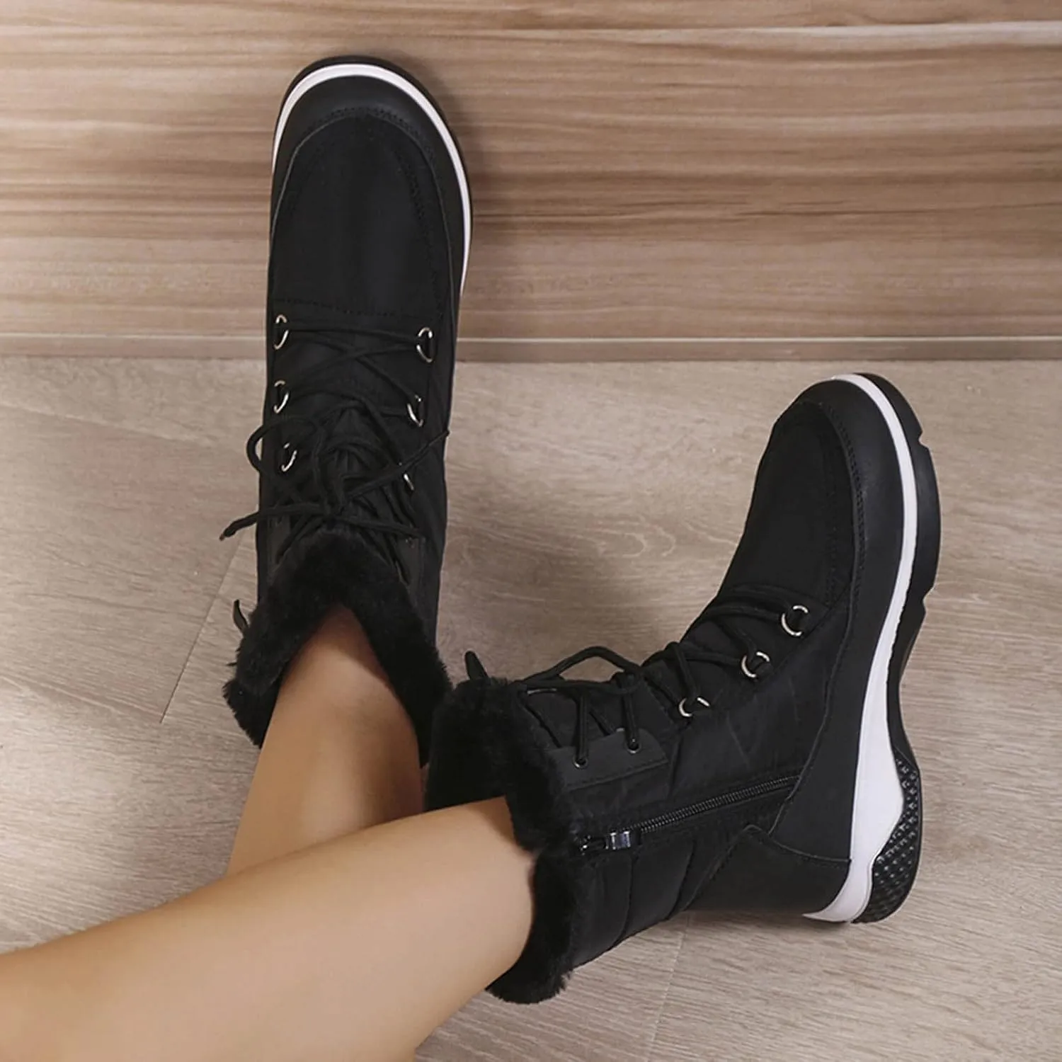 Womens Winter Snow Boots Fur Lined Womens Winter Boots Waterproof Size 12 W Winter Boots Women Size 8 Knee High Wide Width Winter Boots for Woman Wide Toe Box Women Winter Boot