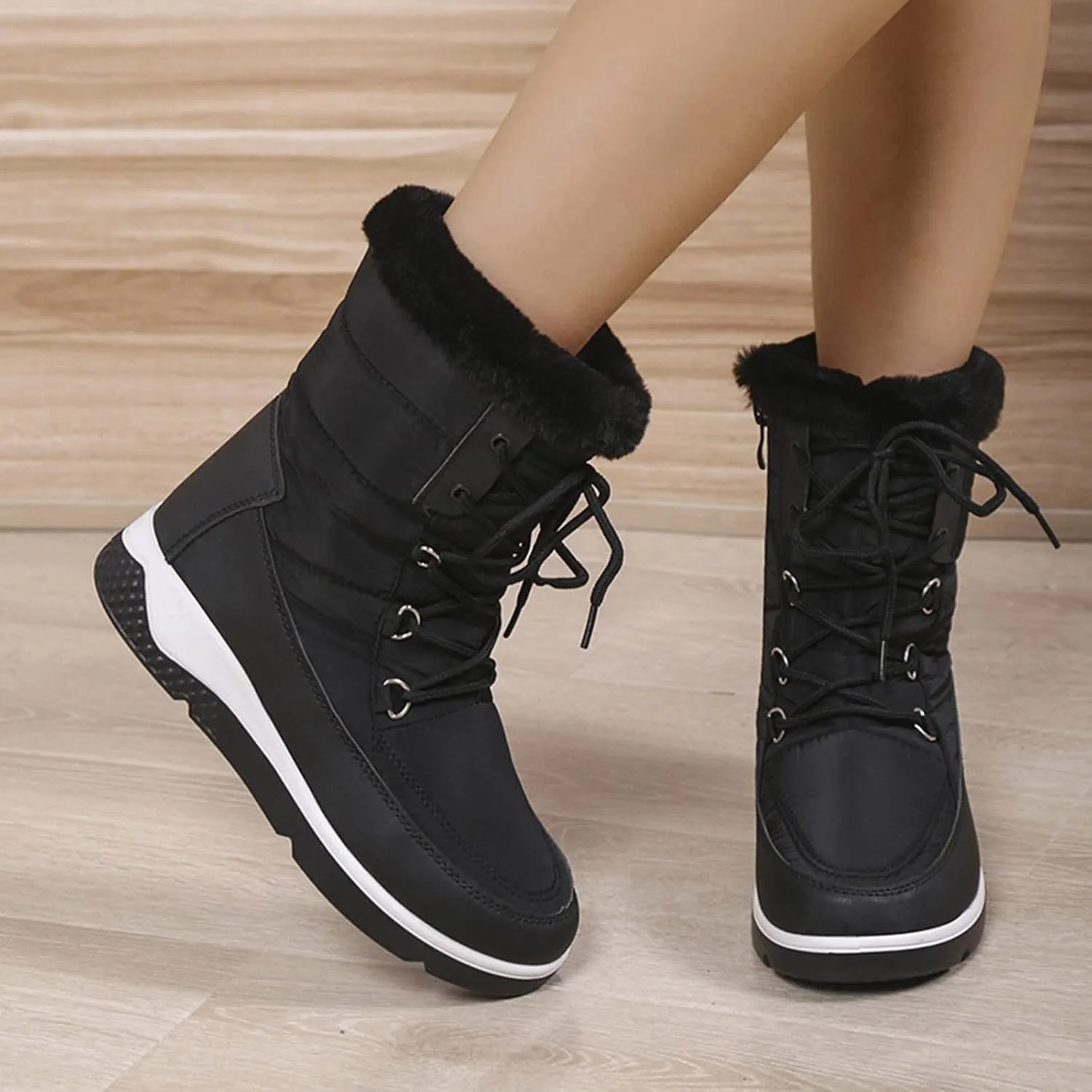 Womens Winter Snow Boots Fur Lined Womens Winter Boots Waterproof Size 12 W Winter Boots Women Size 8 Knee High Wide Width Winter Boots for Woman Wide Toe Box Women Winter Boot