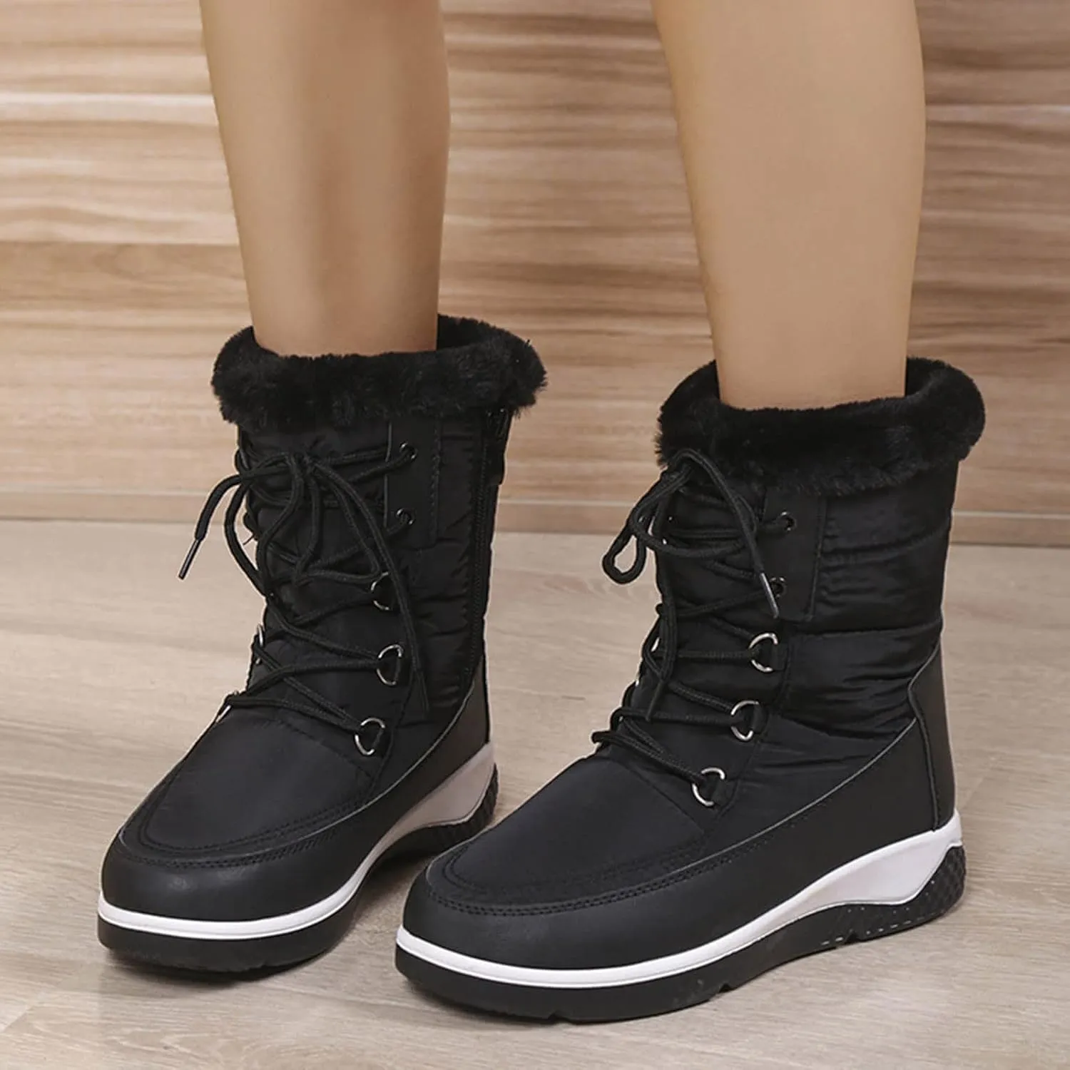 Womens Winter Snow Boots Fur Lined Womens Winter Boots Waterproof Size 12 W Winter Boots Women Size 8 Knee High Wide Width Winter Boots for Woman Wide Toe Box Women Winter Boot