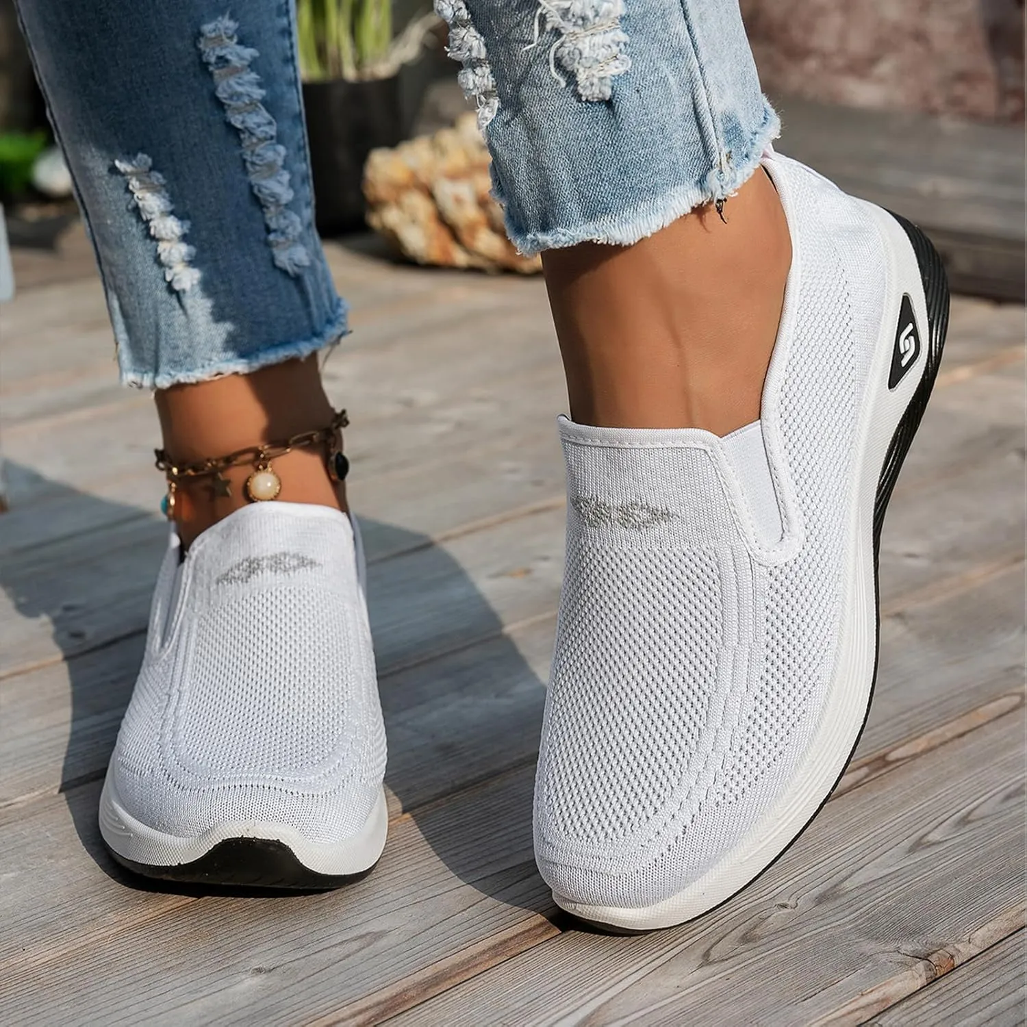 Women's Woven Orthopedic Breathable Soft Shoes Free Slip on Walking Shoes Casual Breathable Comfortable Sneaker Diabetic Foam Shoe Tennis Casual Non Slip Workout Sneakers