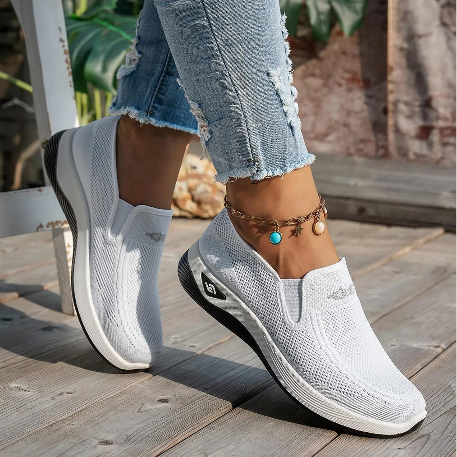 Women's Woven Orthopedic Breathable Soft Shoes Free Slip on Walking Shoes Casual Breathable Comfortable Sneaker Diabetic Foam Shoe Tennis Casual Non Slip Workout Sneakers