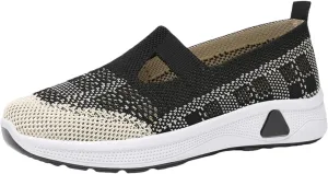 Womens Woven Orthopedic Walking with Arch Support Shoes Slip-on Basic Sneakers Casual Comfortable Breathable Soft Sole Indoor Outdoor Easy Shoes Diabetic Foam Sneakers