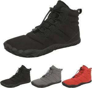 ZWRXW Men's Women's Winter Barefoot Hiking Boots Zero Drop Snow Boots Waterproof Warm Fur Lined Winter Hiking Boot Minimalist Slip On Shoes Wide Toe Box Ankle Booties