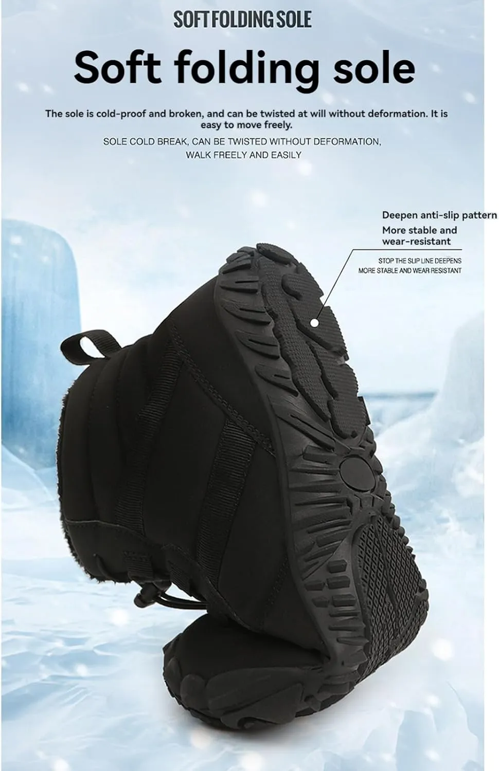 ZWRXW Men's Women's Winter Barefoot Hiking Boots Zero Drop Snow Boots Waterproof Warm Fur Lined Winter Hiking Boot Minimalist Slip On Shoes Wide Toe Box Ankle Booties