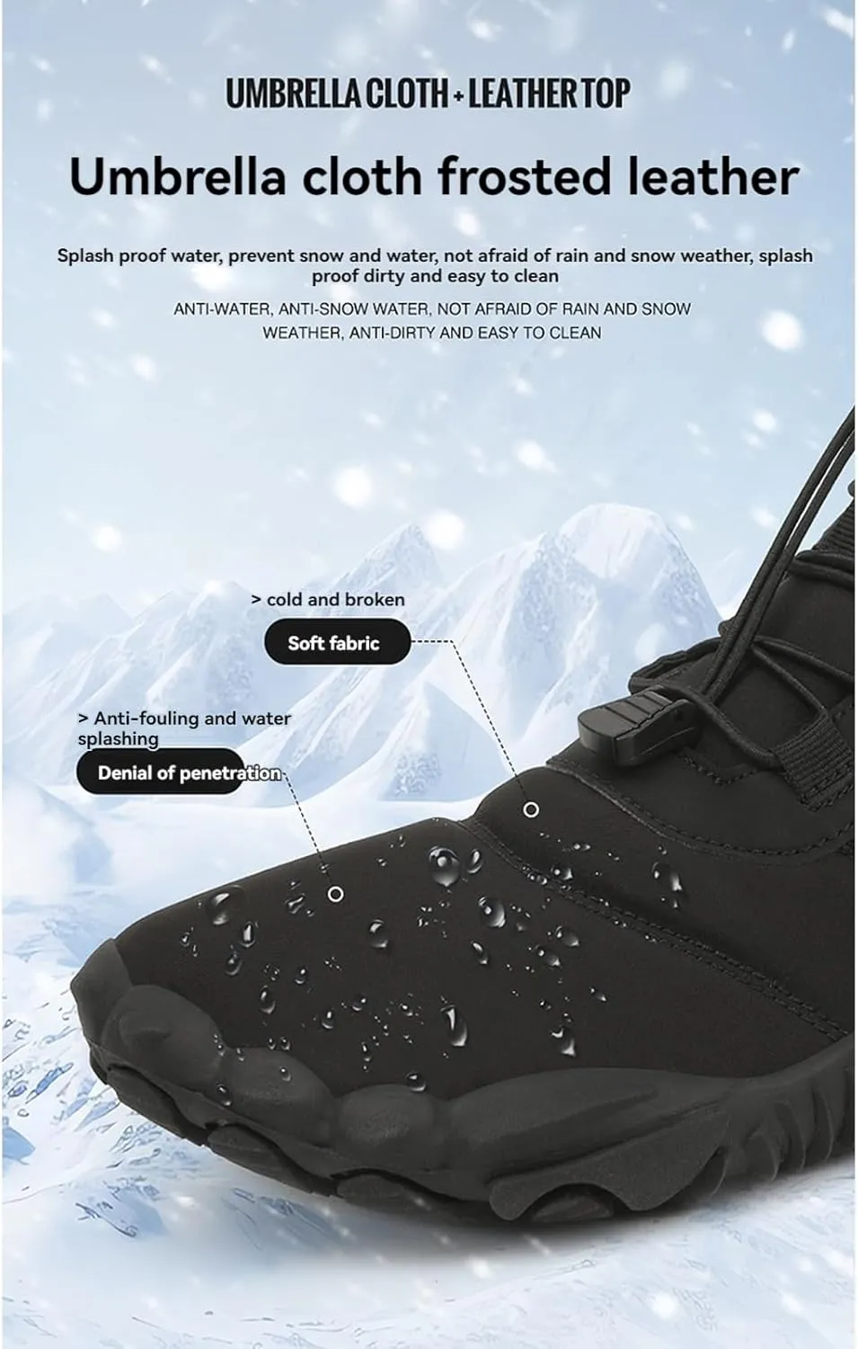 ZWRXW Men's Women's Winter Barefoot Hiking Boots Zero Drop Snow Boots Waterproof Warm Fur Lined Winter Hiking Boot Minimalist Slip On Shoes Wide Toe Box Ankle Booties