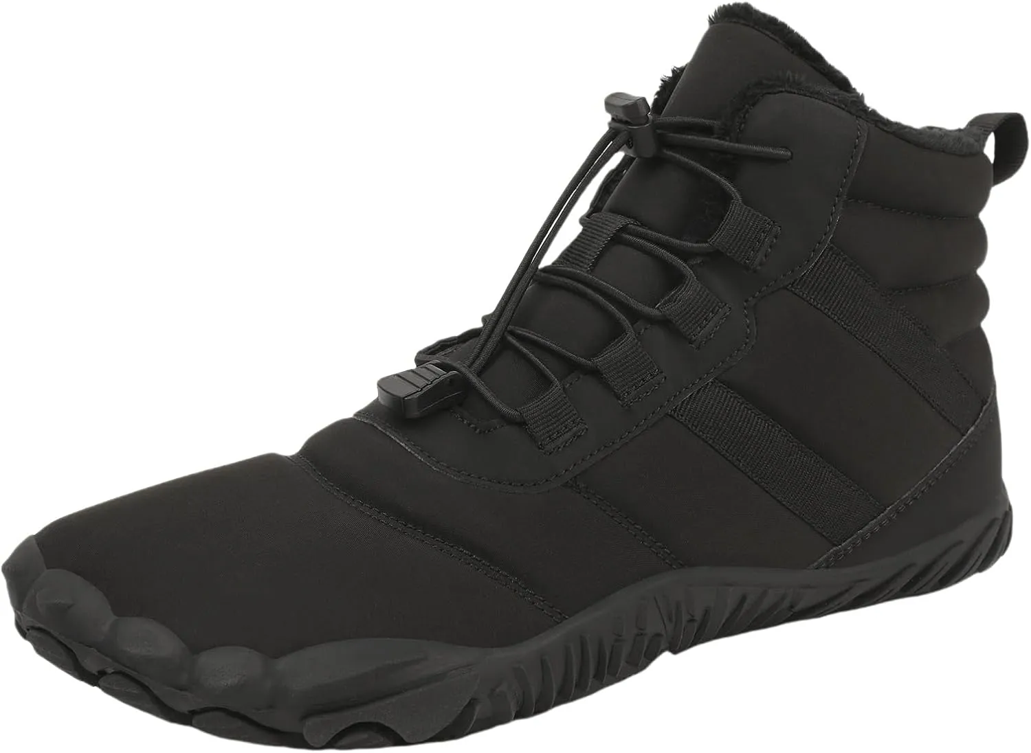 ZWRXW Men's Women's Winter Barefoot Hiking Boots Zero Drop Snow Boots Waterproof Warm Fur Lined Winter Hiking Boot Minimalist Slip On Shoes Wide Toe Box Ankle Booties